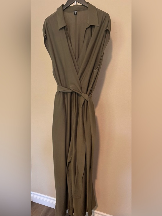 SHEIN Pants - SHEIN Olive Wrap Maxi Dress with Waist Tie